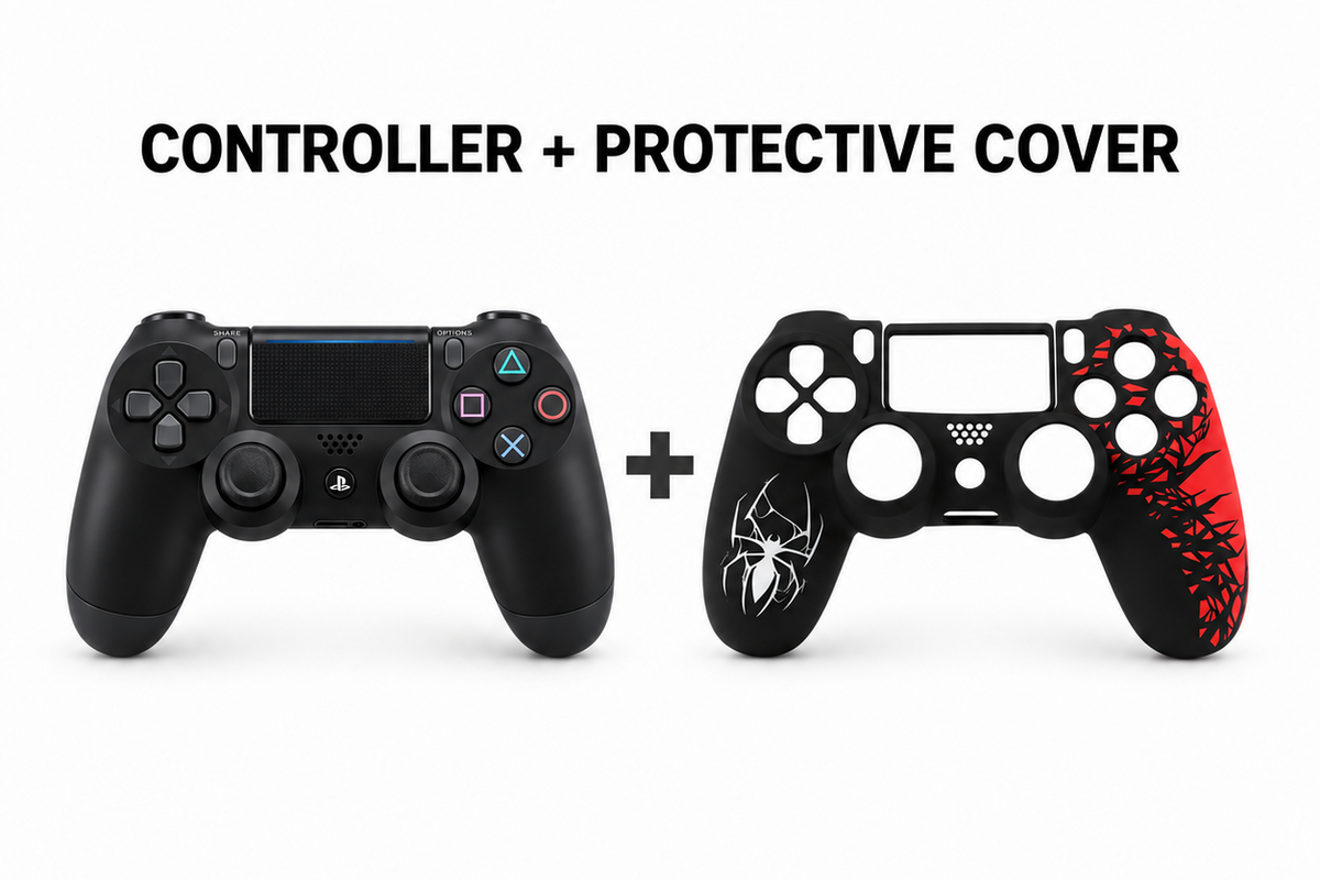 CONTROLLER + PROTECTIVE COVER PS4